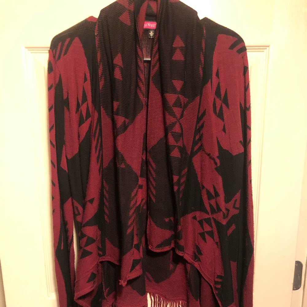 Maroon and black cardigan